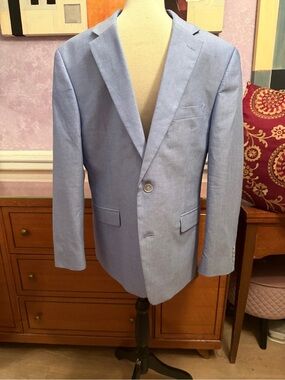 Tommy Hilfiger Men’s 2-Piece Cotton Blend Suit in Blue Grey